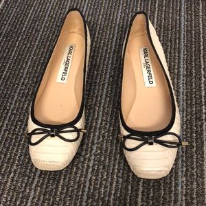 Karl Lagerfeld leather cream flats size5 fauxsnake